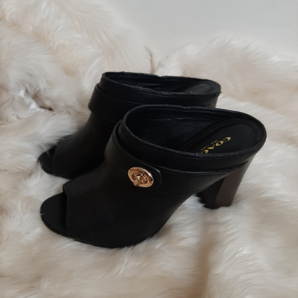 Coach Womens Black Leather Heels Sz 6